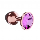 Пробка цвета розового золота с лиловым кристаллом Diamond Quartz Shine L - 8,3 см. - Lola Games - купить с доставкой в Сочи