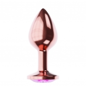 Пробка цвета розового золота с лиловым кристаллом Diamond Quartz Shine L - 8,3 см. - Lola Games - купить с доставкой в Сочи
