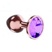 Пробка цвета розового золота с фиолетовым кристаллом Diamond Amethyst Shine L - 8,3 см. - Lola Games - купить с доставкой в Сочи