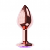 Пробка цвета розового золота с фиолетовым кристаллом Diamond Amethyst Shine L - 8,3 см. - Lola Games - купить с доставкой в Сочи