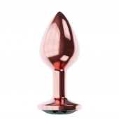 Пробка цвета розового золота с черным кристаллом Diamond Jet Shine L - 8,3 см. - Lola Games - купить с доставкой в Сочи
