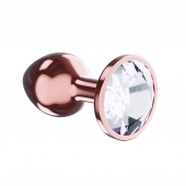 Пробка цвета розового золота с прозрачным кристаллом Diamond Moonstone Shine L - 8,3 см. - Lola Games - купить с доставкой в Сочи