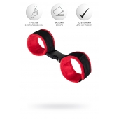 Красно-черные велюровые наручники Anonymo - ToyFa - купить с доставкой в Сочи