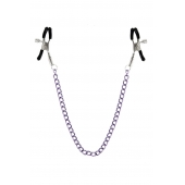 Зажимы для сосков с фиолетовой цепочкой Sweet Caress Nipple Chain - Sweet Caress - купить с доставкой в Сочи