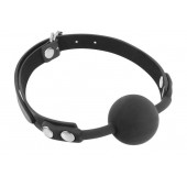 Черный силиконовый кляп-шарик на ремешках - Fetish Tentation - купить с доставкой в Сочи