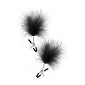 Зажимы на соски с черными пуховыми кисточками Sweet Caress Feather Nipple Clumps - Sweet Caress - купить с доставкой в Сочи