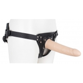 Пустотелый страпон Harness CLASSIC с бандажом - 19,5 см. - LOVETOY (А-Полимер) - купить с доставкой в Сочи