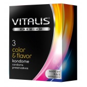 Цветные ароматизированные презервативы VITALIS PREMIUM color   flavor - 3 шт. - Vitalis - купить с доставкой в Сочи