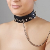 Чёрный ошейник из натуральной кожи - Sitabella - купить с доставкой в Сочи