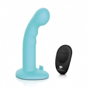 Голубая изогнутая насадка 6in Remote Control Ripple P-Spot G-Spot на черных трусиках - 16 см. - Pegasus - купить с доставкой в Сочи