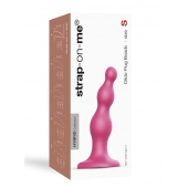 Розовая насадка Strap-On-Me Dildo Plug Beads size S - Strap-on-me - купить с доставкой в Сочи