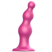 Розовая насадка Strap-On-Me Dildo Plug Beads size S - Strap-on-me - купить с доставкой в Сочи