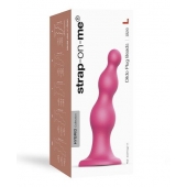 Розовая насадка Strap-On-Me Dildo Plug Beads size L - Strap-on-me - купить с доставкой в Сочи
