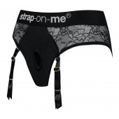 Черные трусики для насадок Diva Lingerie Harness - size M - Strap-on-me - купить с доставкой в Сочи