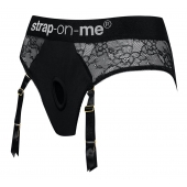 Черные трусики для насадок Diva Lingerie Harness - size L - Strap-on-me - купить с доставкой в Сочи