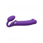 Фиолетовый безремневой вибрострапон Silicone Bendable Strap-On - size XL - Strap-on-me - купить с доставкой в Сочи