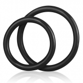 Набор из двух черных силиконовых колец разного диаметра SILICONE COCK RING SET - BlueLine - в Сочи купить с доставкой
