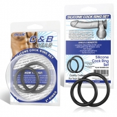 Набор из двух черных силиконовых колец разного диаметра SILICONE COCK RING SET - BlueLine - в Сочи купить с доставкой