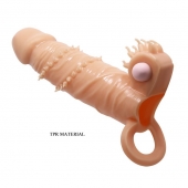 Телесная удлиняющая вибронасадка Penis Sleeve Connor - 17 см. - Baile - в Сочи купить с доставкой