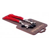 Металлические зажимы на соски с красными замшевыми кисточками - Crazy Handmade - купить с доставкой в Сочи