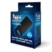 Черная открытая насадка на пенис с кольцом для мошонки XXXL-size - 9,9 см. - Sex Expert - в Сочи купить с доставкой