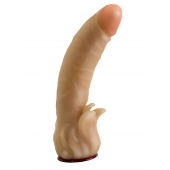 Телесная гелевая насадка-фаллос с клиторальными лепестками - 18,5 см. - LOVETOY (А-Полимер) - купить с доставкой в Сочи