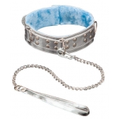 Серебристый ошейник из искусственной кожи - Sitabella - купить с доставкой в Сочи