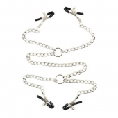 Серебристые зажимы для сосков и половых губ на тонкой цепочке - Notabu - купить с доставкой в Сочи