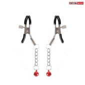 Серебристые зажимы на соски с шариками на цепочках - Notabu - купить с доставкой в Сочи