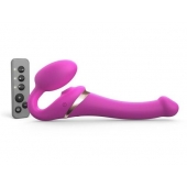 Ярко-розовый безремневой страпон Multi Orgasm Size S с клиторальной стимуляцией - Strap-on-me - купить с доставкой в Сочи