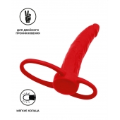 Красная насадка на пенис для двойного проникновения Black Red - 16,5 см. - ToyFa - купить с доставкой в Сочи