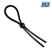 Черное силиконовое лассо с шариком для утяжки - Sex Expert - в Сочи купить с доставкой