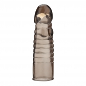 Дымчатая насадка-удлинитель Ribbed Realistic Penis Enhancing Sleeve Extension - 15,2 см. - BlueLine - в Сочи купить с доставкой