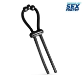 Черное эрекционное кольцо со стимулирующими бусинами - Sex Expert - в Сочи купить с доставкой