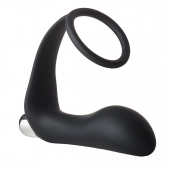 Черное эрекционное кольцо с вибропробкой Vibrating Anal Plug With Cockring - Dream Toys - в Сочи купить с доставкой