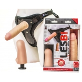 Телесный страпон Harness LESBI с вагинальной пробкой - 16,5 см. - LOVETOY (А-Полимер) - купить с доставкой в Сочи