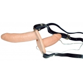 Телесный женский страпон с вагинальной пробкой Strap-On Duo - 15 см. - Orion - купить с доставкой в Сочи