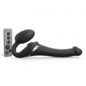 Черный безремневой страпон Multi Orgasm Size S с клиторальной стимуляцией - Strap-on-me - купить с доставкой в Сочи