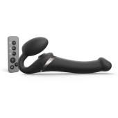 Черный безремневой страпон Multi Orgasm Size M с клиторальной стимуляцией - Strap-on-me - купить с доставкой в Сочи