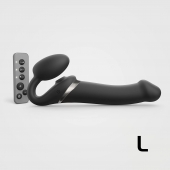 Черный безремневой страпон Multi Orgasm Size L с клиторальной стимуляцией - Strap-on-me - купить с доставкой в Сочи