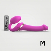 Ярко-розовый безремневой страпон Multi Orgasm Size M с клиторальной стимуляцией - Strap-on-me - купить с доставкой в Сочи