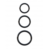 Набор из трех черных эрекционных колец Silicone 3-Ring Stamina Set - Pipedream - в Сочи купить с доставкой