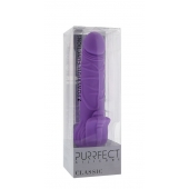 Фиолетовый вибратор с лепестками в основании PURRFECT SILICONE CLASSIC 7INCH PURPLE - 18 см. - Dream Toys