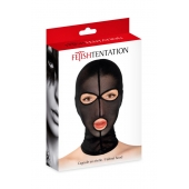 Черная сетчатая маска на голову с отверстиями для глаз и рта - Fetish Tentation - купить с доставкой в Сочи