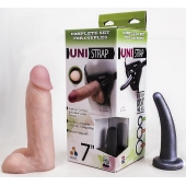 Страпон-унисекс с двумя насадками UNI strap 7  Harness - 19 и 16 см. - LOVETOY (А-Полимер) - купить с доставкой в Сочи