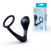 Черное эрекционное кольцо со стимулятором простаты Ringer Cock Ring   Plug - b-Vibe - в Сочи купить с доставкой