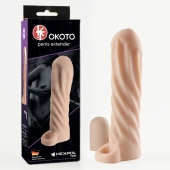 Телесная насадка-удлинитель Okoto со спиралевидным рельефом - 16 см. - Sitabella - в Сочи купить с доставкой