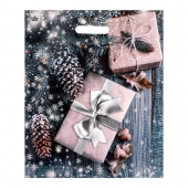 Новогодний пакет с принтом в виде подарков и вырубной ручкой (45х38 см) - Сима-Ленд - купить с доставкой в Сочи