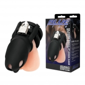 Черная клетка для пениса Silicone Small 2 in Cock Cage With Ball Divider - BlueLine - купить с доставкой в Сочи