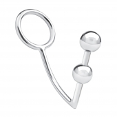 Кольцо на пенис с анальным стимулятором Two Bead Stainless Steel Anal Hook   Cock Ring - BlueLine - в Сочи купить с доставкой